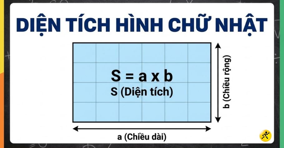 Công thức tính diện tích hình chữ nhật, các dạng bài tập & lời giải