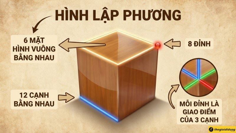 Hình lập phương là gì? Định nghĩa, tính chất, diện tích, thể tích