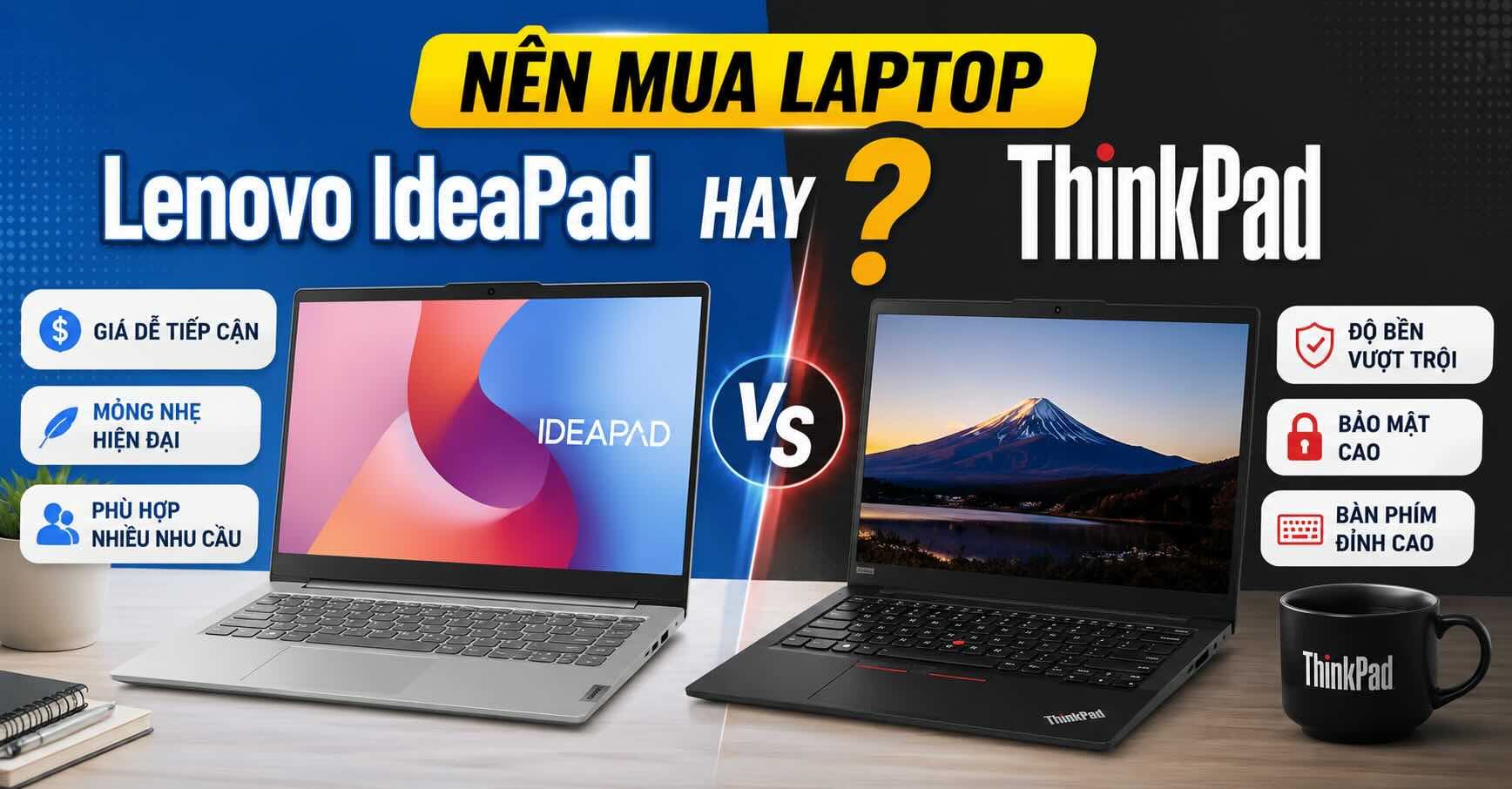 Lenovo IdeaPad hay ThinkPad: Khác nhau thế nào? Nên mua dòng nào?