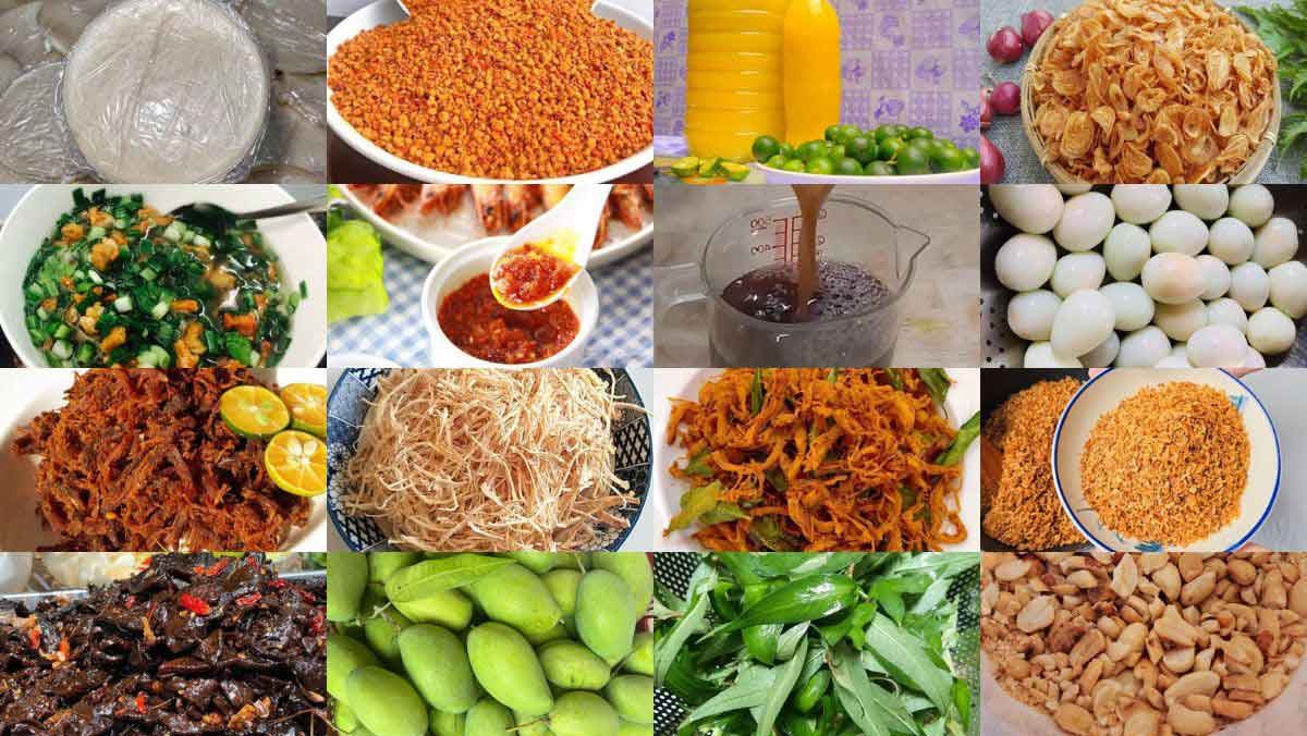 Nguyên liệu làm bánh tráng trộn