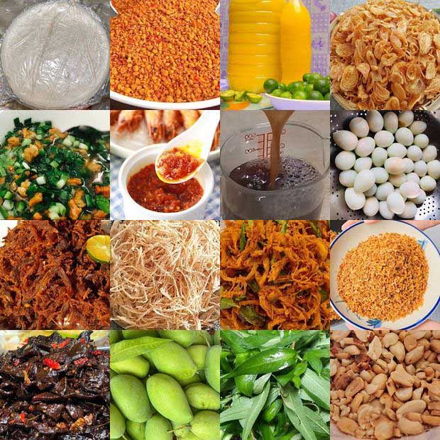 Nguyên liệu làm bánh tráng trộn