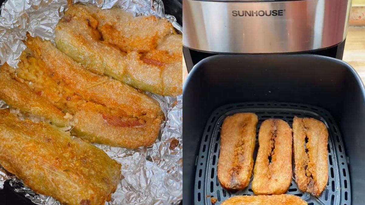 Bánh chưng rán bằng nồi chiên không dầu