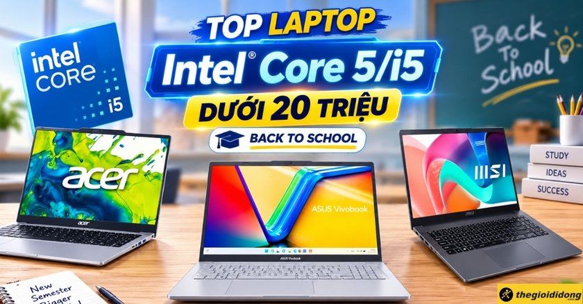 Top laptop Intel Core 5/i5 dưới 20 triệu đáng mua mùa Back To School