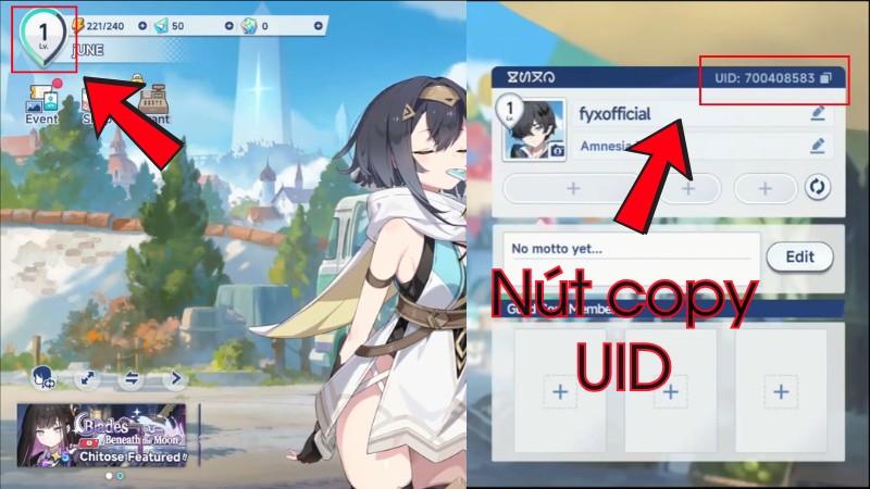 UID t&agrave;i khoản của bạn sẽ hiển ở g&oacute;c tr&ecirc;n, b&ecirc;n phải