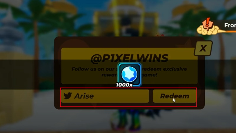 Nhập code v&agrave; bấm Redeem để nhận qu&agrave;