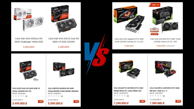 Gi&aacute; cả v&agrave; độ phổ biến giữa RX 6600 hay RTX 3060