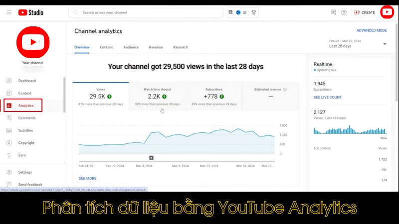 Ph&acirc;n t&iacute;ch dữ liệu bằng YouTube Analytics