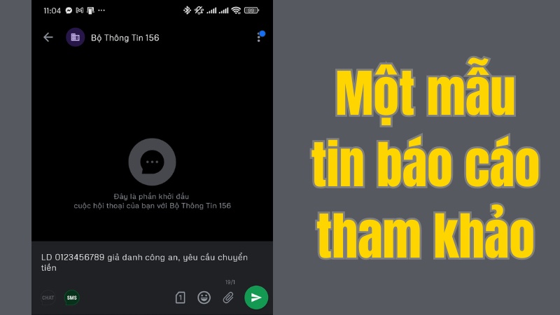 Mẫu tin nhắn b&aacute;o c&aacute;o cụ thể
