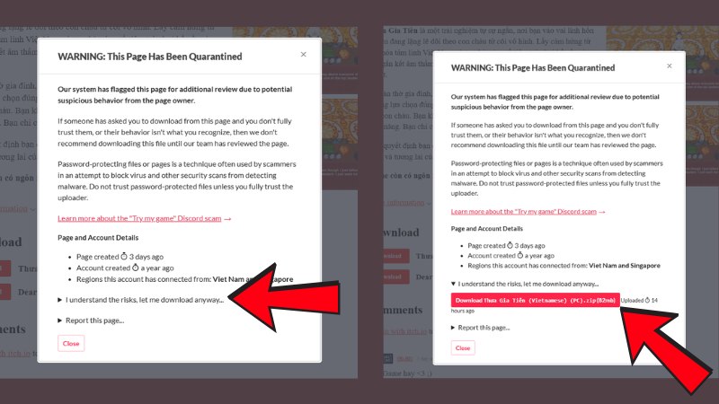 Chọn vào I understand the risks, let me download anyway... sau đó chọn vào Download Chọn vào I understand the risks, let me download anyway... sau đó chọn vào Download