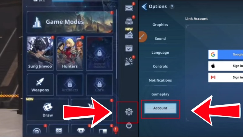 V&agrave;o Options (C&agrave;i đặt) rồi chọn Account Settings ở g&oacute;c tr&aacute;i