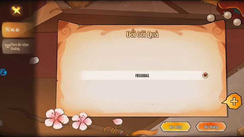 Nhập code v&agrave; chọn v&agrave;o Đổi thưởng