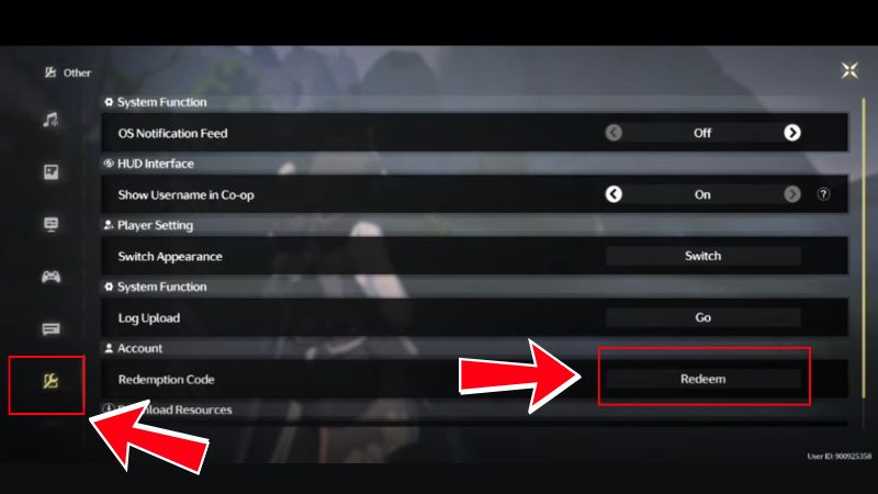 Tại mục Account và có Redeemptton Code, chọn vào Redeem. Tại mục Account và có Redeemptton Code, chọn vào Redeem.
