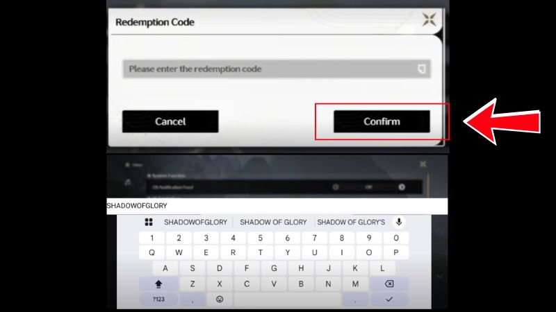 Nhập code và bấm Confirm để nhận quà Nhập code và bấm Confirm để nhận quà