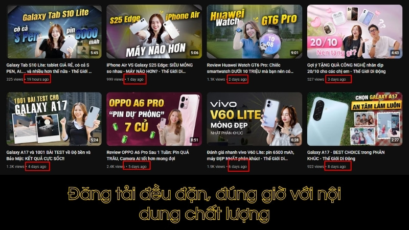 Đăng tải đều đặn, đ&uacute;ng giờ với nội dung chất lượng