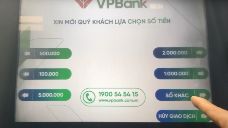 Chọn số tiền cần r&uacute;t