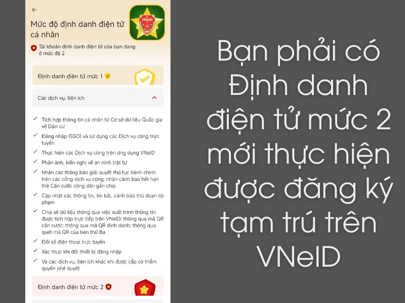 T&agrave;i khoản định danh điện tử mức 2 tr&ecirc;n VNeID