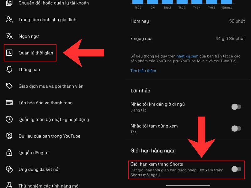 Chọn mục Quản l&yacute; thời gian