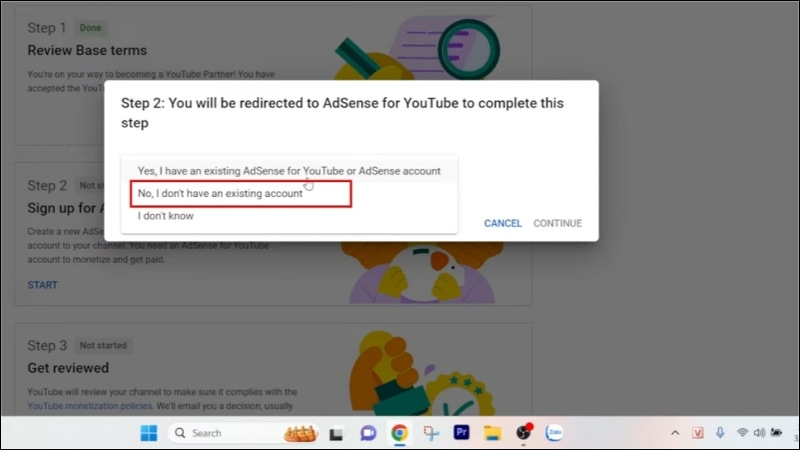Nhấn &ldquo;Bắt đầu&rdquo; để đăng k&yacute; hoặc li&ecirc;n kết với t&agrave;i khoản Google AdSense