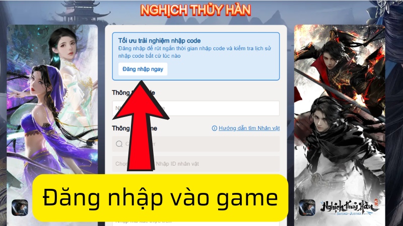 V&agrave;o trang nhập code của game Nghịch Thủy H&agrave;n