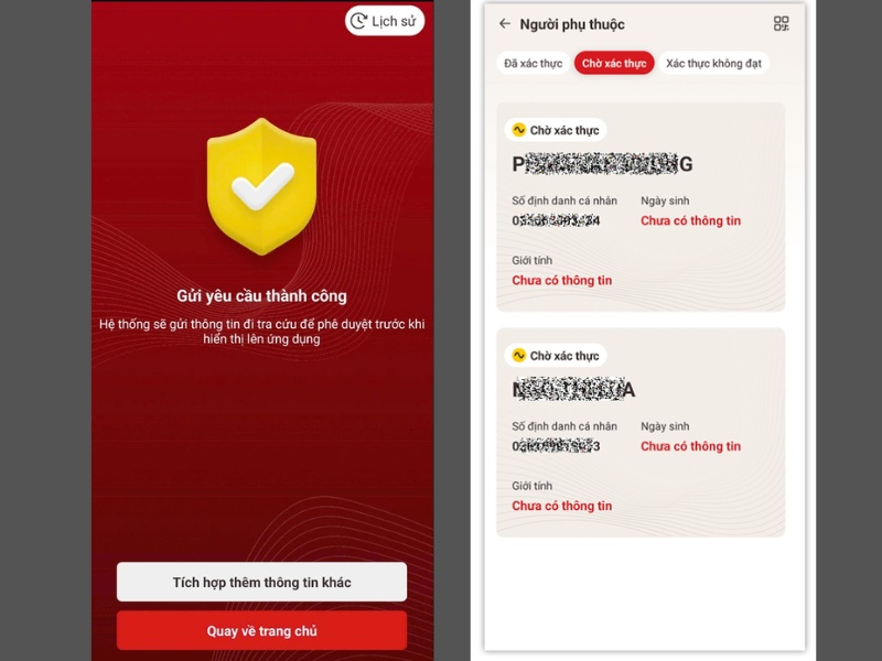 Theo dõi trạng thái xác thực trong mục “Chờ xác thực” trên ứng dụng. Theo dõi trạng thái xác thực trong mục “Chờ xác thực” trên ứng dụng.