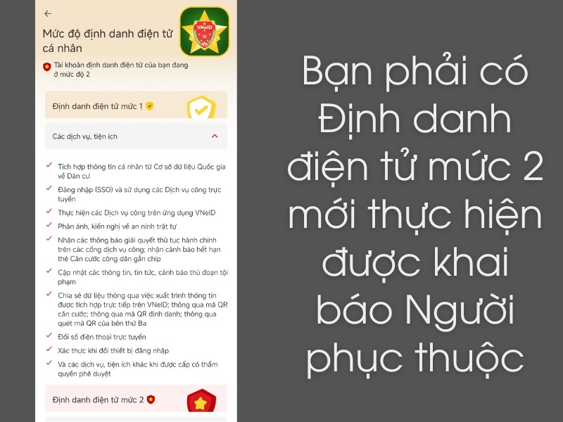 Có tài khoản VNEID đã được kích hoạt mức độ 2 (đã xác thực đầy đủ thông tin cá nhân). Có tài khoản VNEID đã được kích hoạt mức độ 2 (đã xác thực đầy đủ thông tin cá nhân).