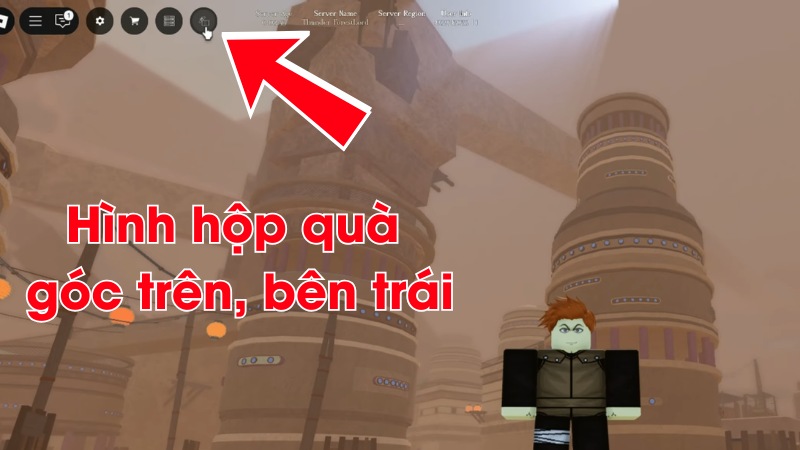  Mở Roblox, v&agrave;o game Wagarashi v&agrave; chọn Hộp qu&agrave; (hộp qu&agrave; nhỏ nằm ở g&oacute;c tr&aacute;i, ph&iacute;a tr&ecirc;n m&agrave;n h&igrave;nh game).