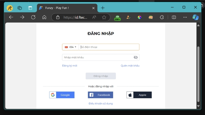 Đăng nhập v&agrave;o t&agrave;i khoản game
