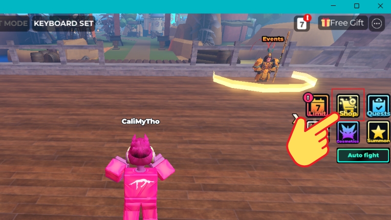 Mở Roblox > V&agrave;o game Anime Dungeon Fighters > Chọn Shop