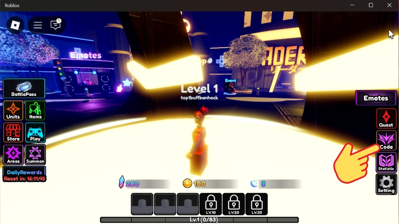 Chọn biểu tượng Code (b&ecirc;n phải)