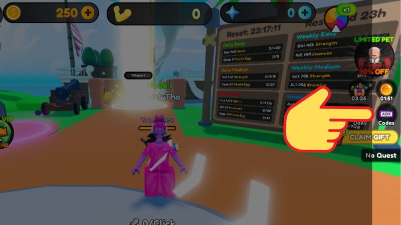 Mở Roblox, v&agrave;o game Anime Realms v&agrave; chọn Codes