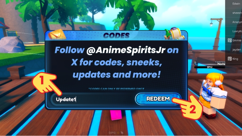 Nhập code và bấm Redeem để nhận quà Nhập code và bấm Redeem để nhận quà