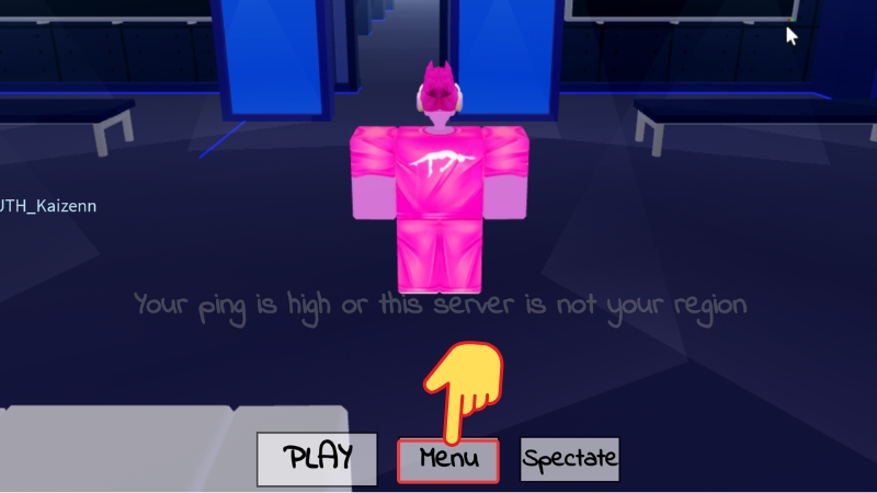 Mở Roblox > V&agrave;o game Azure Latch > Chọn Menu