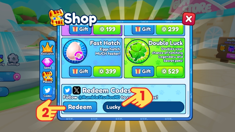 Nhập code > Bấm Redeem để đổi qu&agrave;