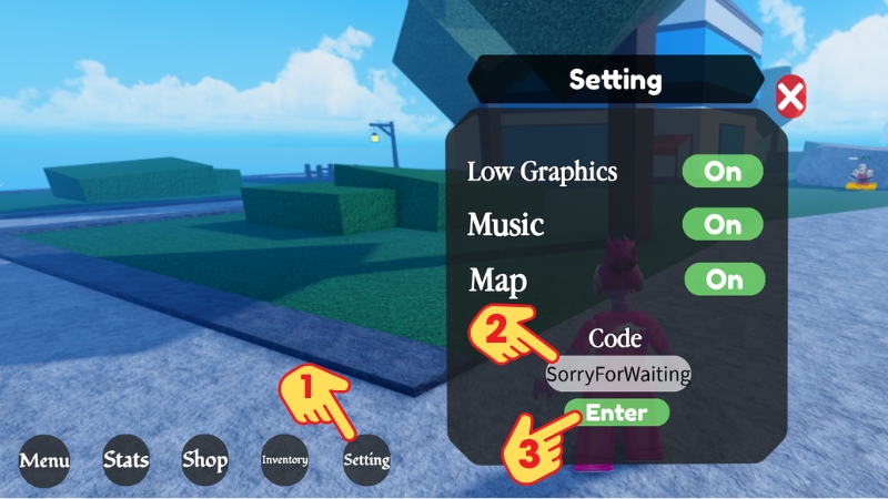 Chọn Settings > Nhập code > Chọn Enter để nhận qu&agrave;