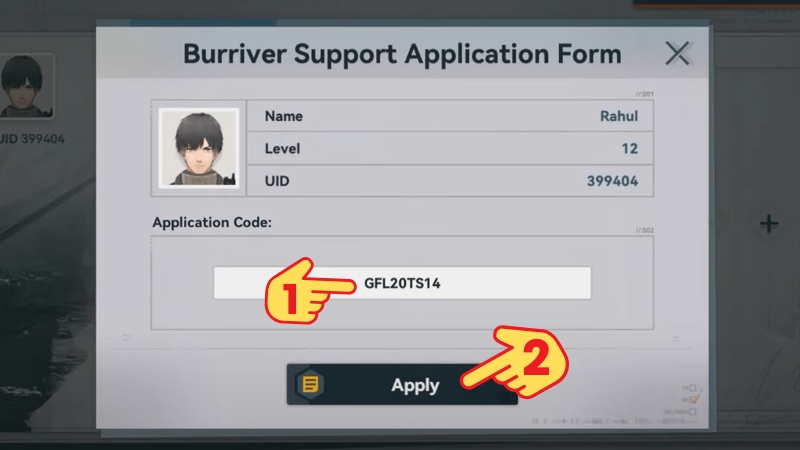 Nhập code > Bấm Apply để nhận qu&agrave;