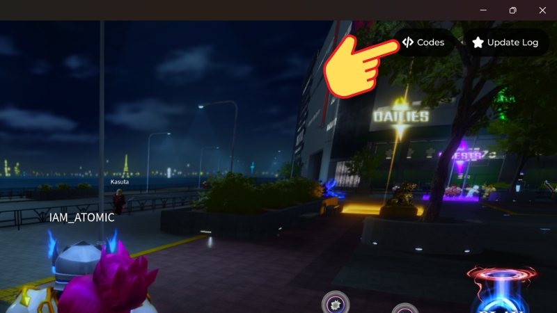 V&agrave;o game Hunters > Chọn Code (g&oacute;c phải tr&ecirc;n m&agrave;n h&igrave;nh)