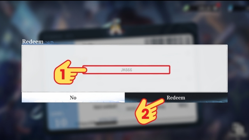 Nhập code và bấm Redeem