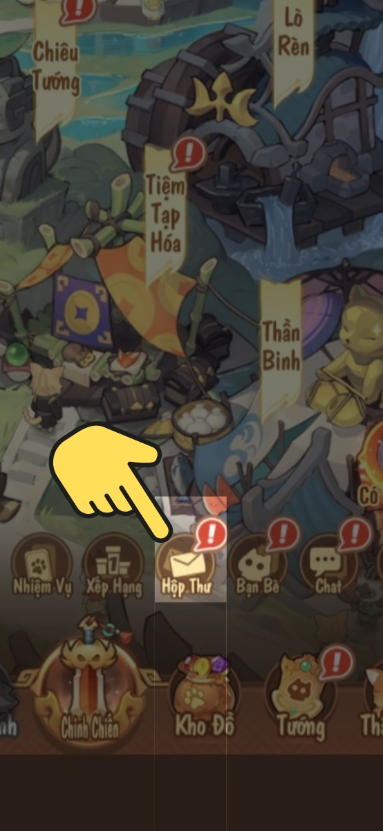 V&agrave;o game Tam Quốc M&egrave;o > Mở hộp thư