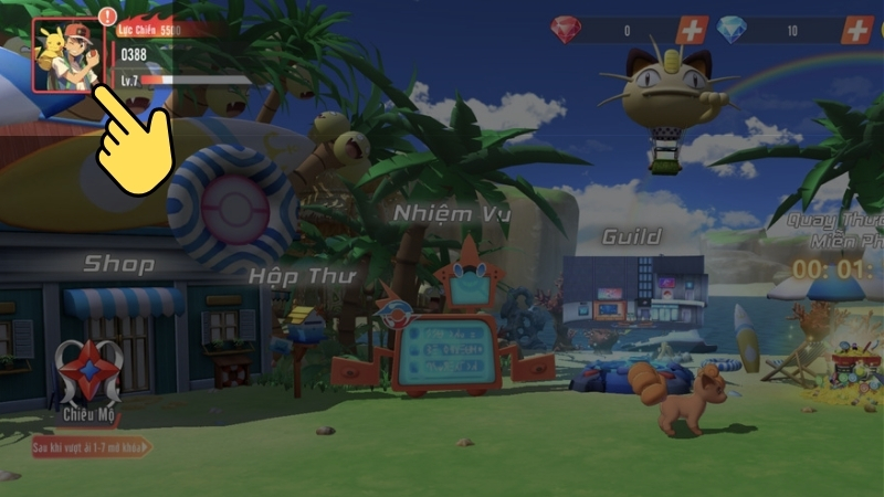 V&agrave;o game Si&ecirc;u Học Viện 3D > Click v&agrave;o Ảnh đại diện (g&oacute;c tr&aacute;i tr&ecirc;n m&agrave;n h&igrave;nh)