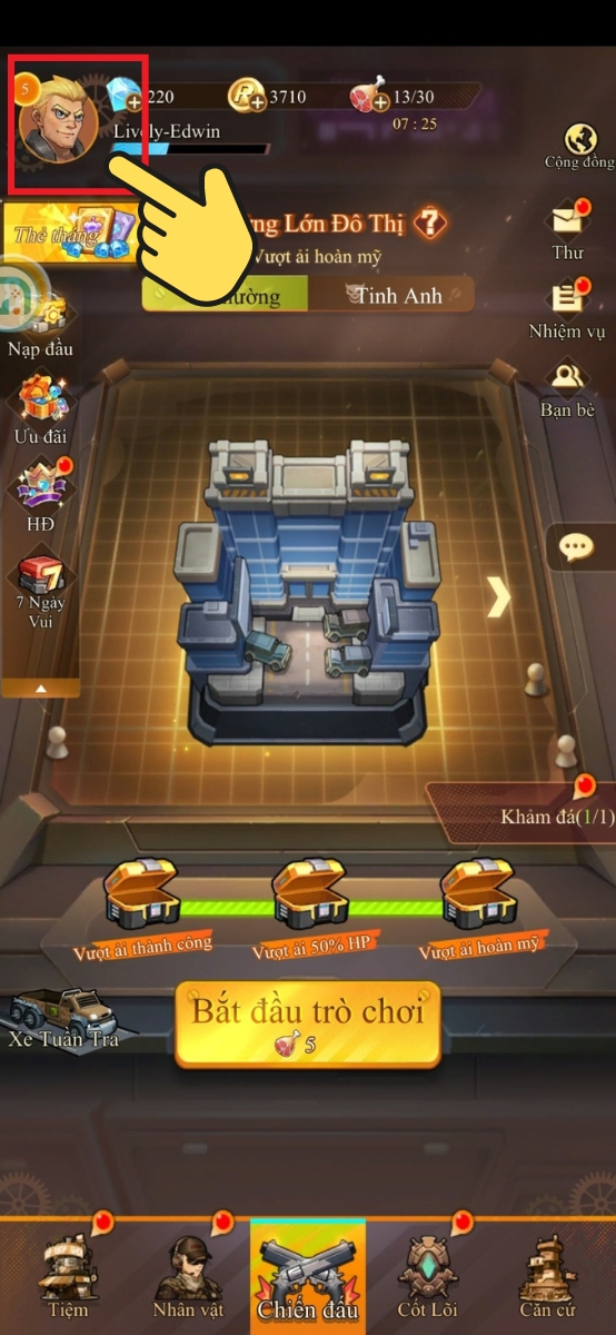 Click v&agrave;o Ảnh đại diện (g&oacute;c tr&aacute;i tr&ecirc;n m&agrave;n h&igrave;nh)