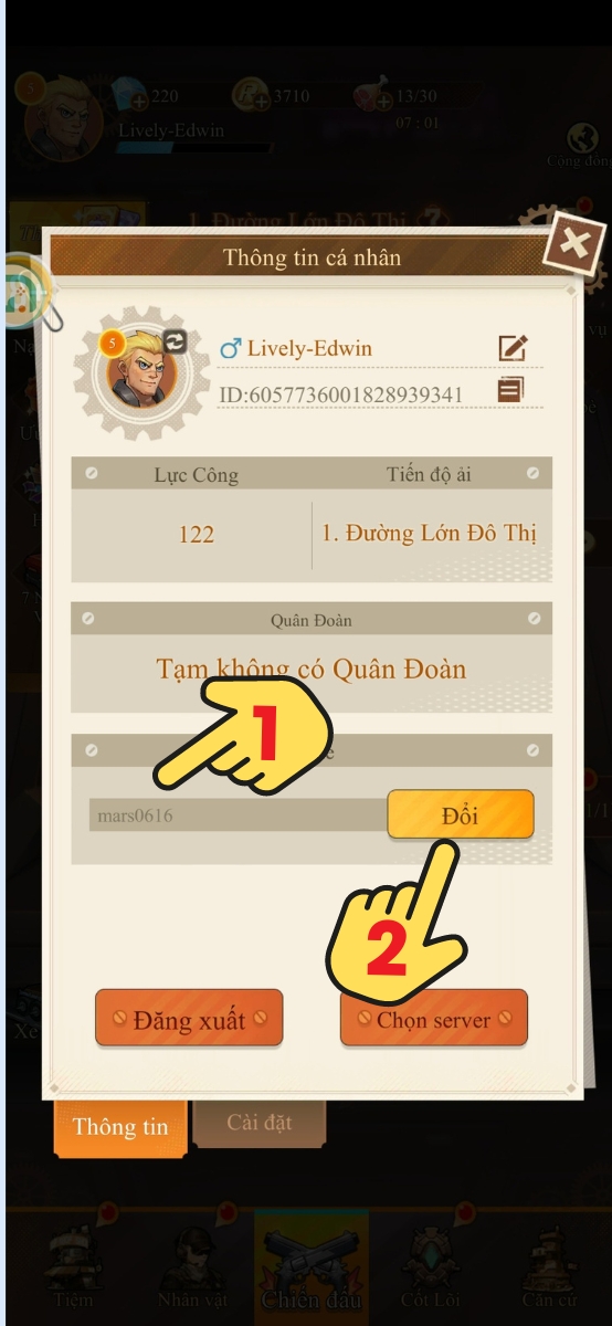 Nhập code Zombies Boom lấy ph&iacute;a tr&ecirc;n v&agrave; nhấn Đổi