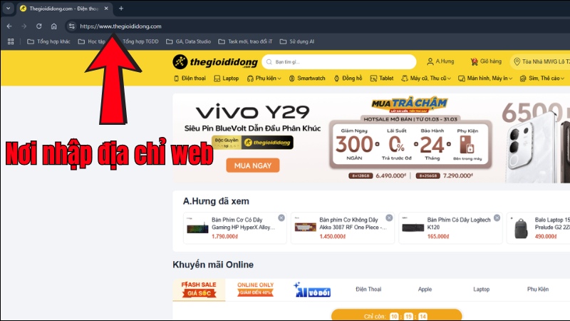 Mọi tr&igrave;nh duyệt Web đều c&oacute; nơi nhập Địa chỉ web