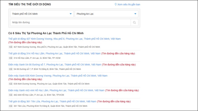 T&igrave;m cửa h&agrave;ng TGDĐ & ĐMX gần bạn