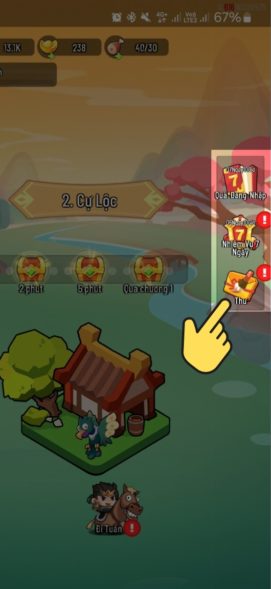 Về m&agrave;n h&igrave;nh ch&iacute;nh > Chọn Thư (b&ecirc;n phải m&agrave;n h&igrave;nh)