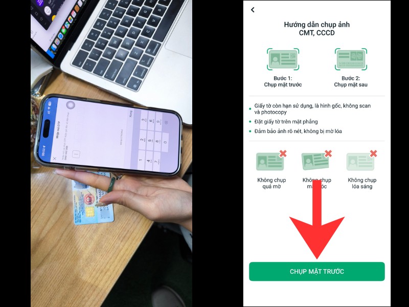 Nhập m&atilde; OTP tiếp đến phần chụp ảnh mặt trước v&agrave; sau của CCCD