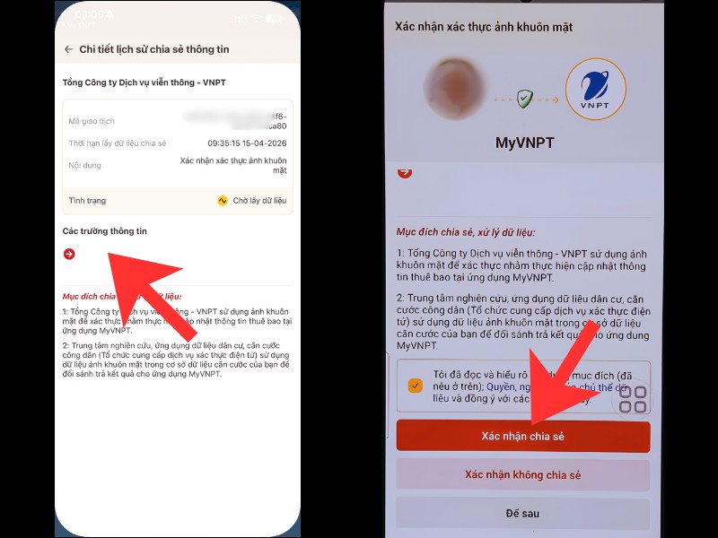 Kiểm tra lại to&agrave;n bộ th&ocirc;ng tin lần cuối v&agrave; chọn x&aacute;c nhận chia sẻ.