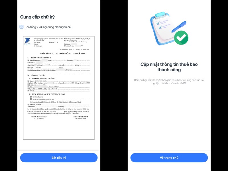 Đọc kỹ th&ocirc;ng tin, chọn bắt đầu k&yacute;, k&yacute; t&ecirc;n tr&ecirc;n m&agrave;n h&igrave;nh