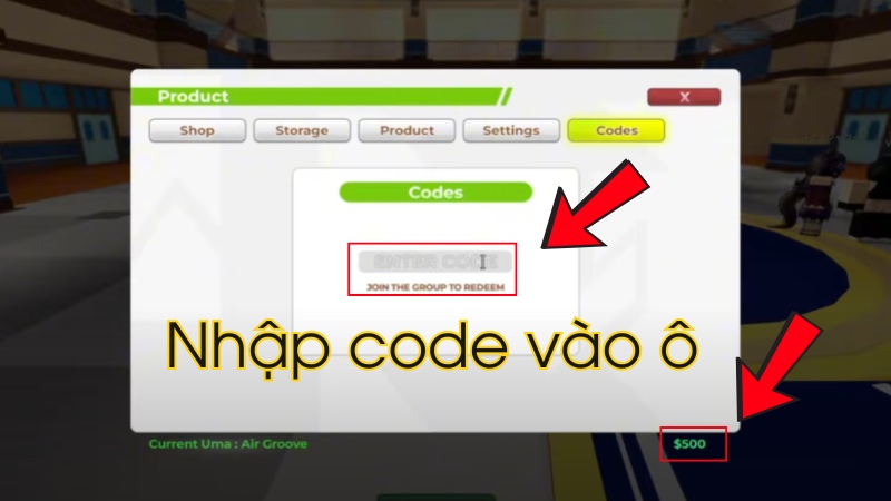 Nhập code v&agrave;o &ocirc;