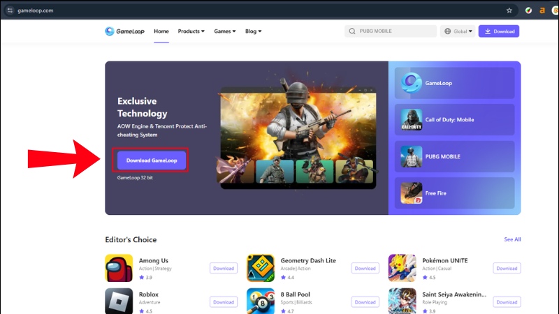 Bấm v&agrave;o Download GameLoop