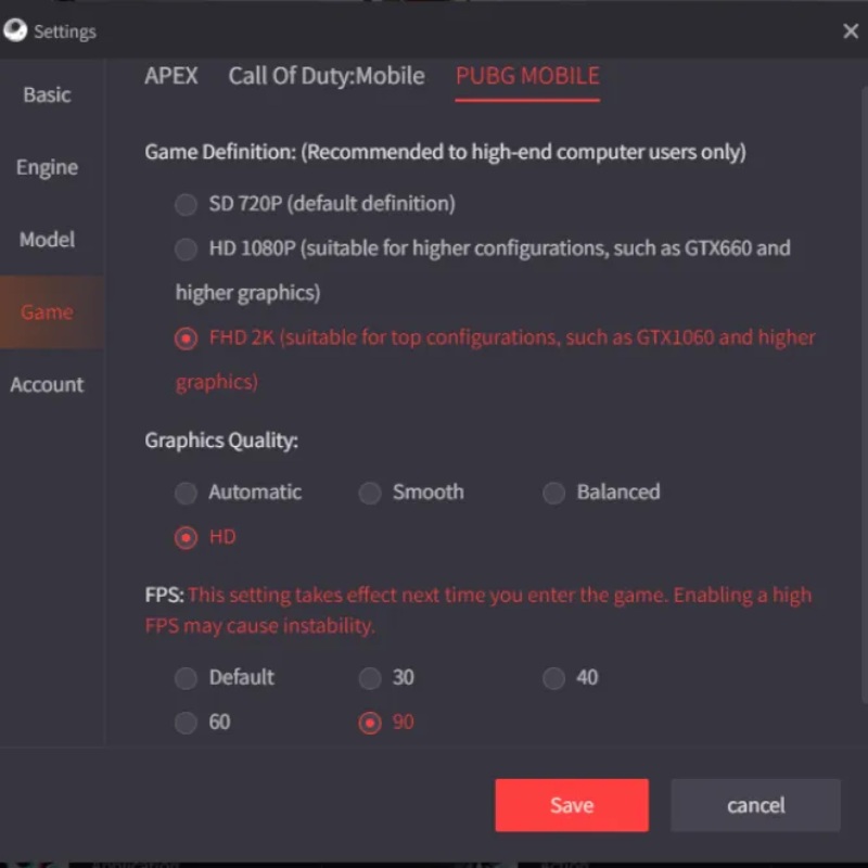 C&agrave;i đặt tab Game